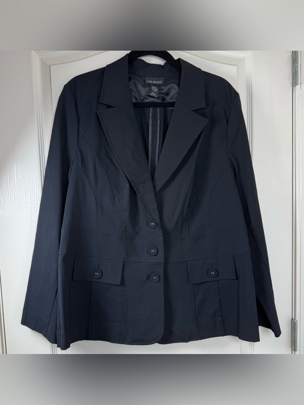 Vtg 90s Lane Bryant Single Breasted 3-Button Black Blazer Womens Plus Size 14/16